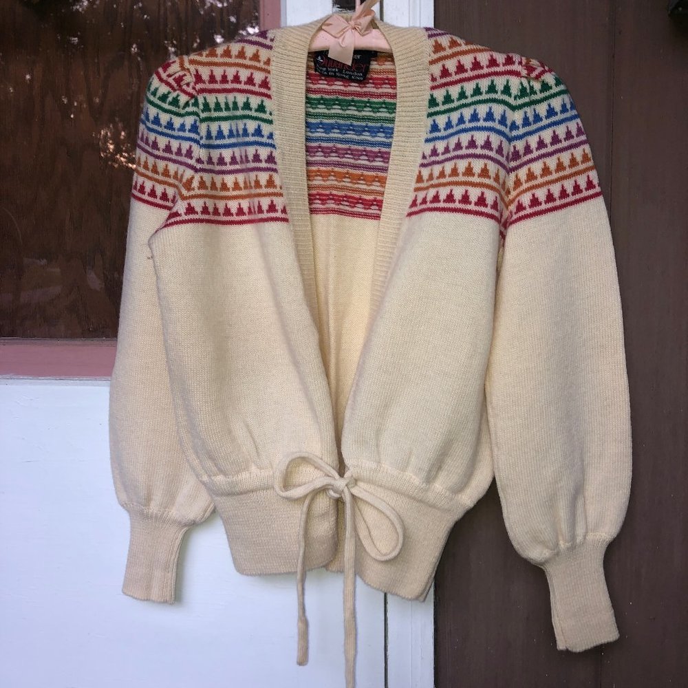 Wool rainbow sweater by Renee Tener